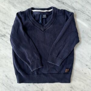 Janie and Jackie, Baby Boy V Neck Navy Blue Sweater, 12 - 18 M